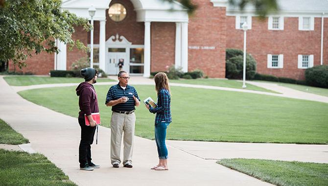 The campus mall is a favorite spot to hang out with other students, faculty and staff.