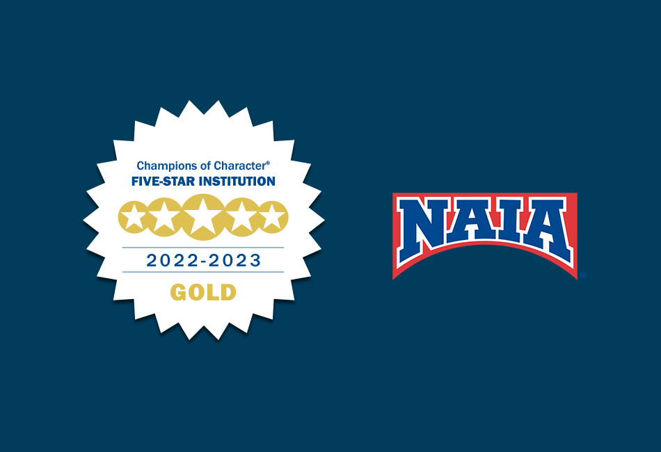 NAIA logo and Champions of Character 22-23 Gold badge