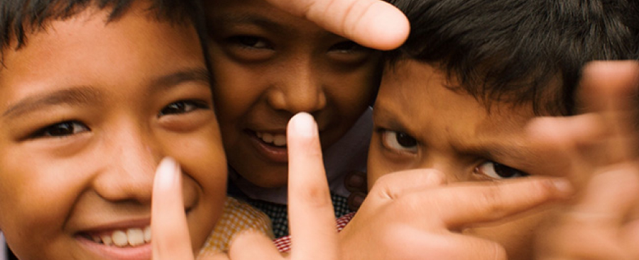 Children in close up to the camera