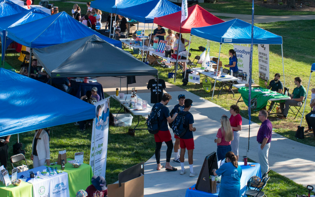 staffed booths on the campus mall for the community connections event
