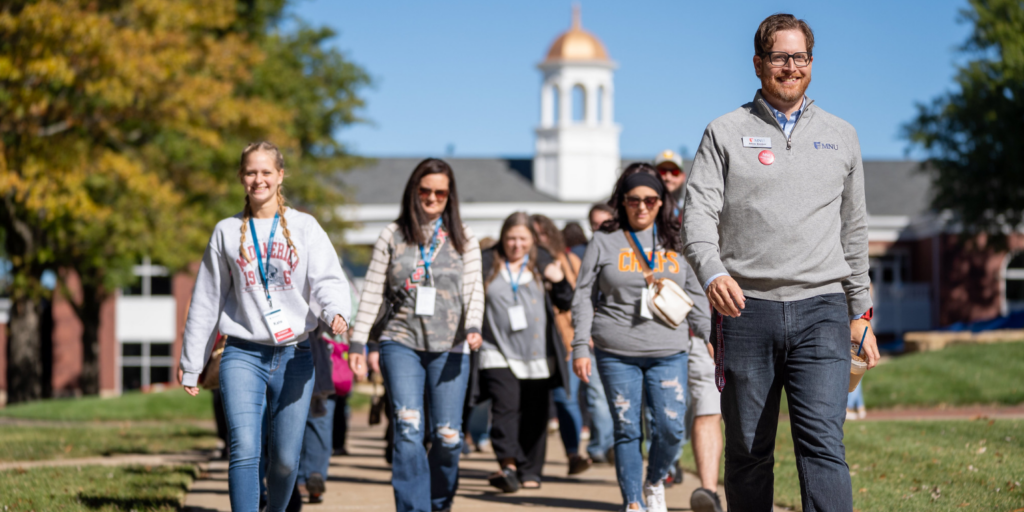 Students on campus tour