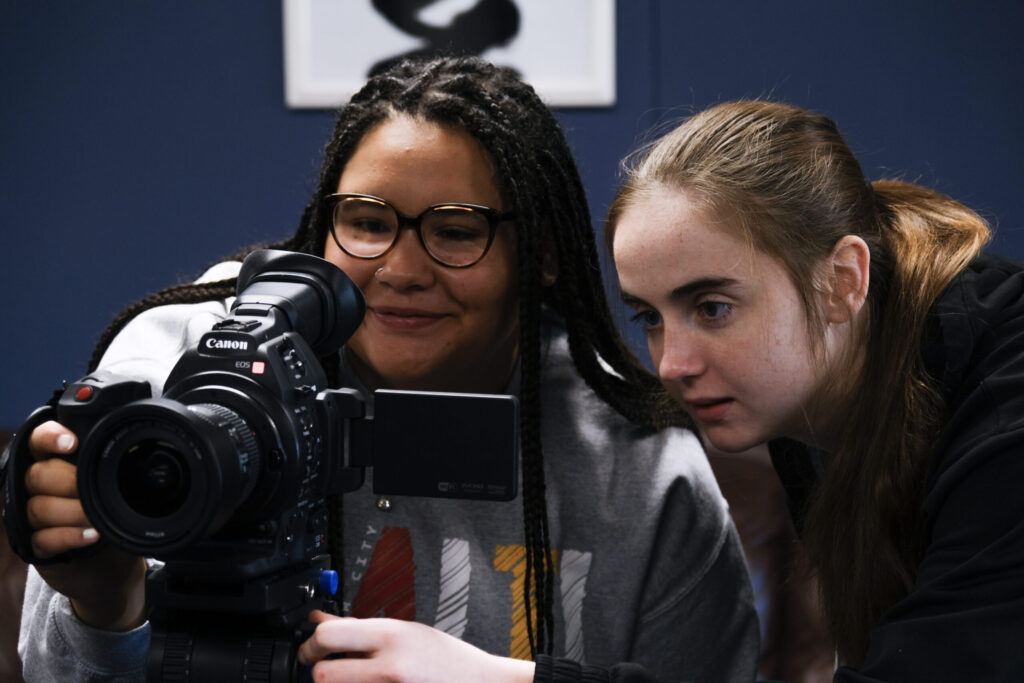 Students filming a project