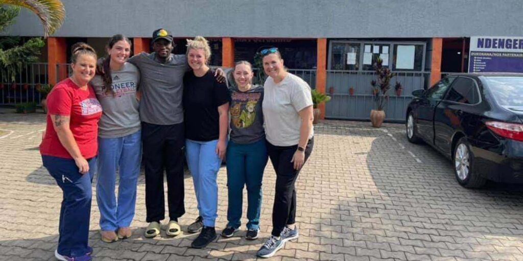 MNU nursing students and profs at clinic in Rwanda