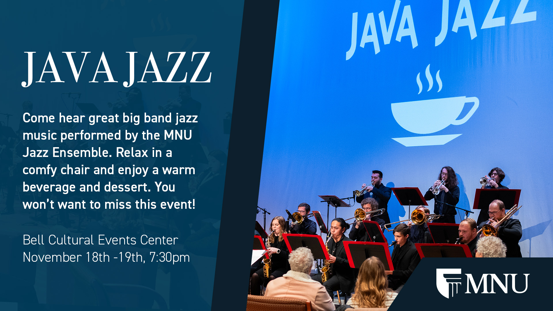 Jazz band and promo text