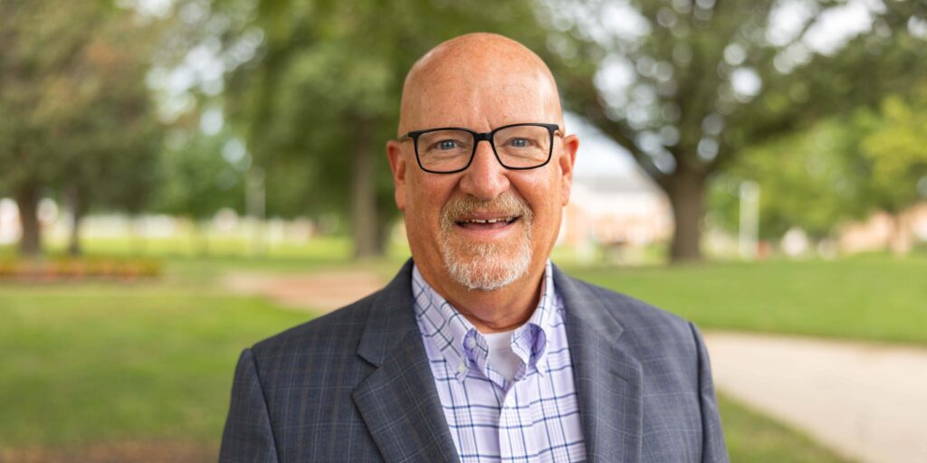 Dr. Ron Jackson on the Campus Mall at MNU