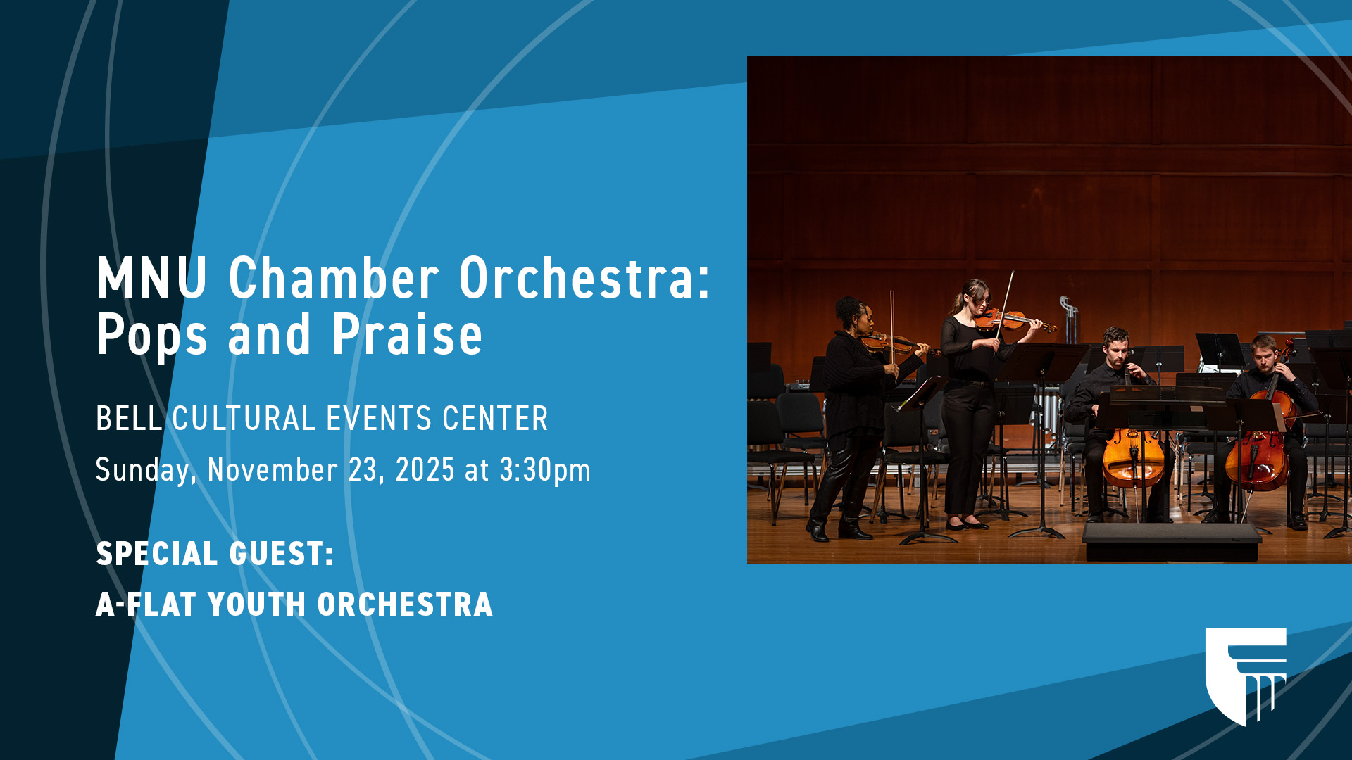 Chamber orchestra and promo text