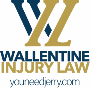 Wallentine navy and gold logo