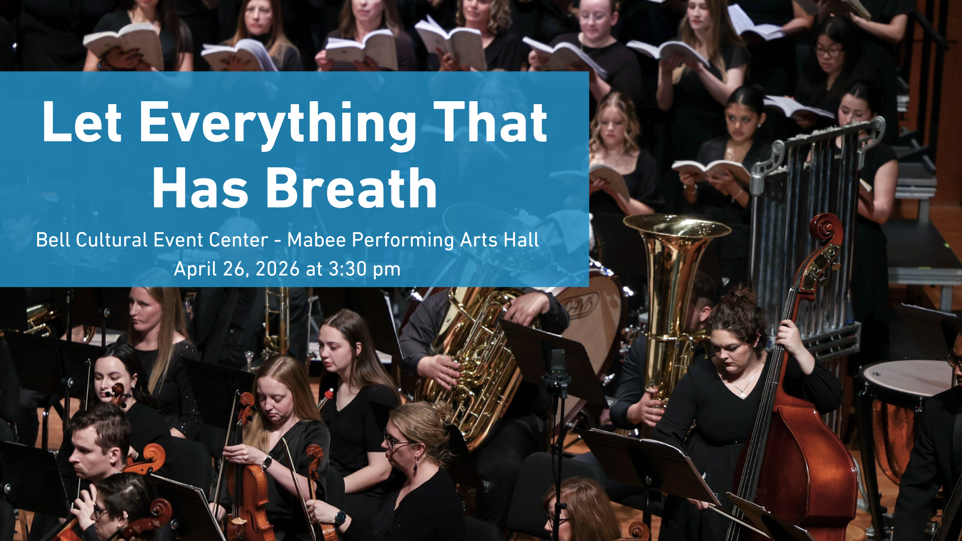 Orchestra, band, and choir combined on stage