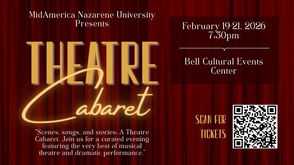 Theatre Cabaret - yellow text on marron background