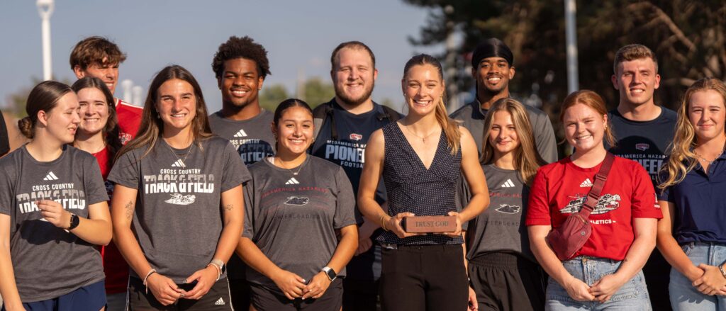 Some of the 28 members of the Association of Student Athletes at the Copeland Athletic Complex Dedication