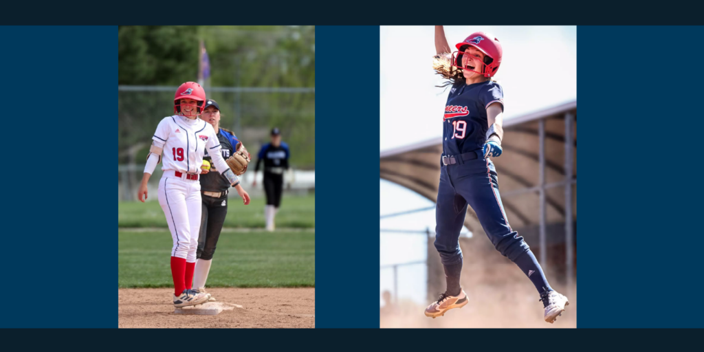 Cordelia Hanger collage in her MNU baseball uniform