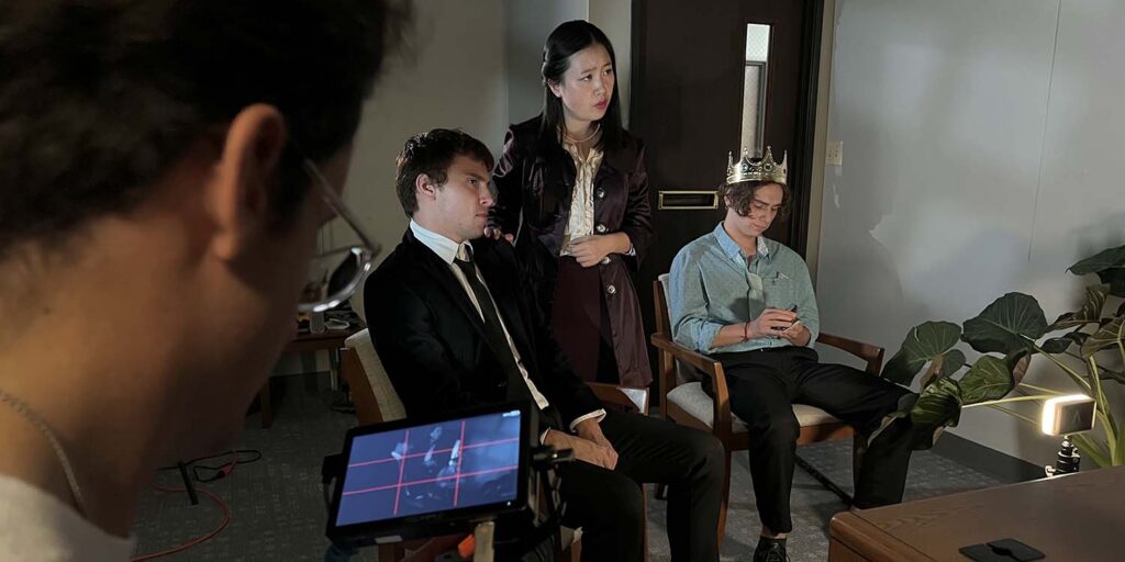 Student actors being filmed for Beyond The Bible