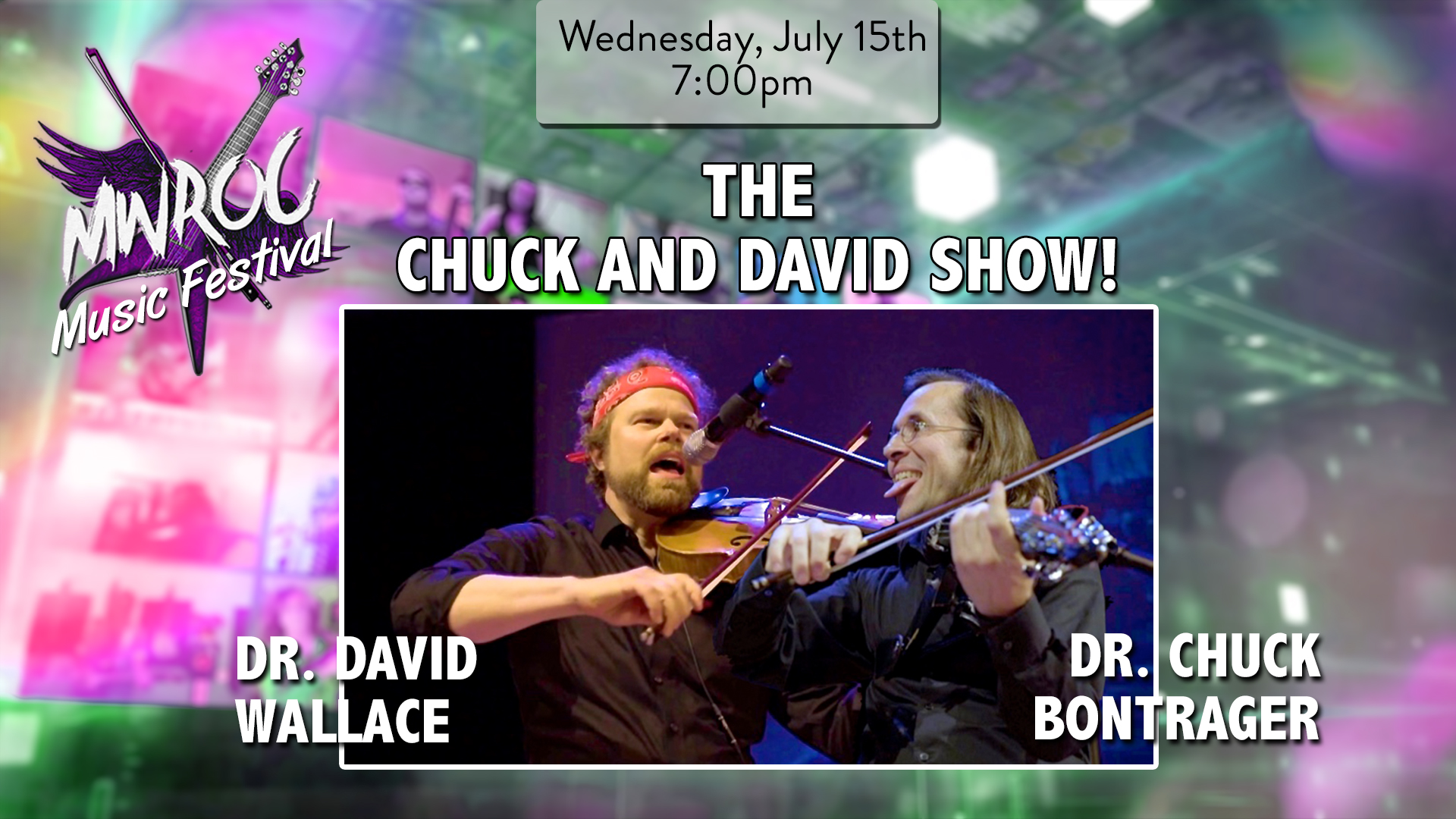 Musicians Chuck Bontrager and David Wallace playing string instruments