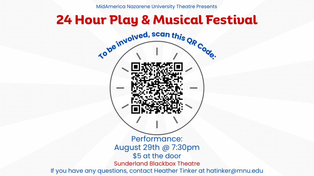 24 Hour Play and Musical Festival Promo with QR code for sign up